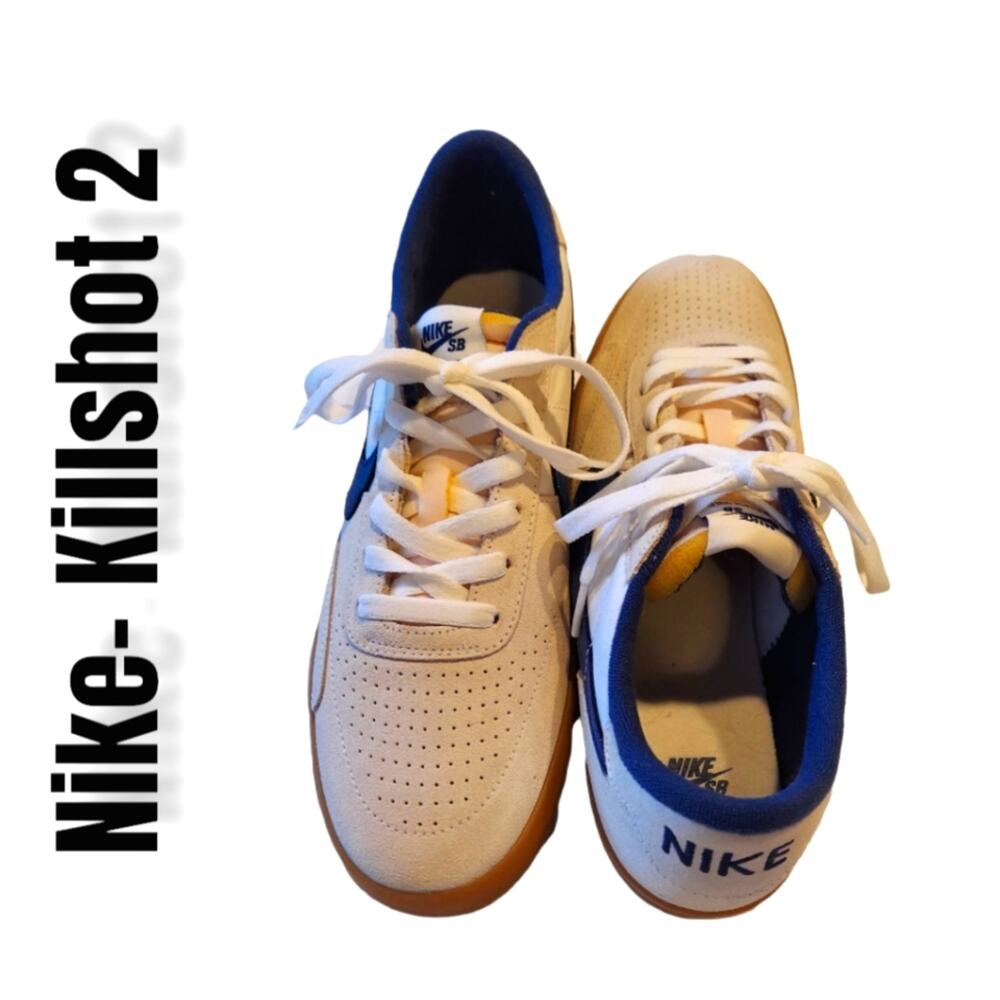 NIKE Killshot 2 Leather Sail Navy-Gum Yellow Men US 9.5 Tennis Low Rise Sneakers